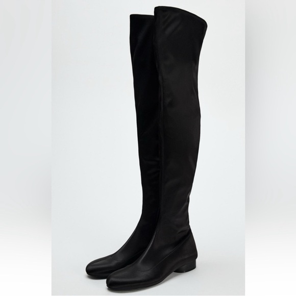 Zara Black Over-the-Knee Satin Boots - Picture 3 of 3